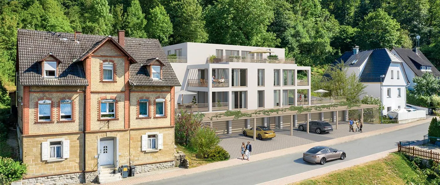 3D Rendering eines modernen Wohnhauses in der Frontalansicht